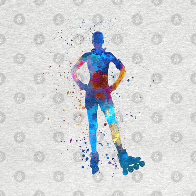 Inline skater man in watercolor by PaulrommerArt